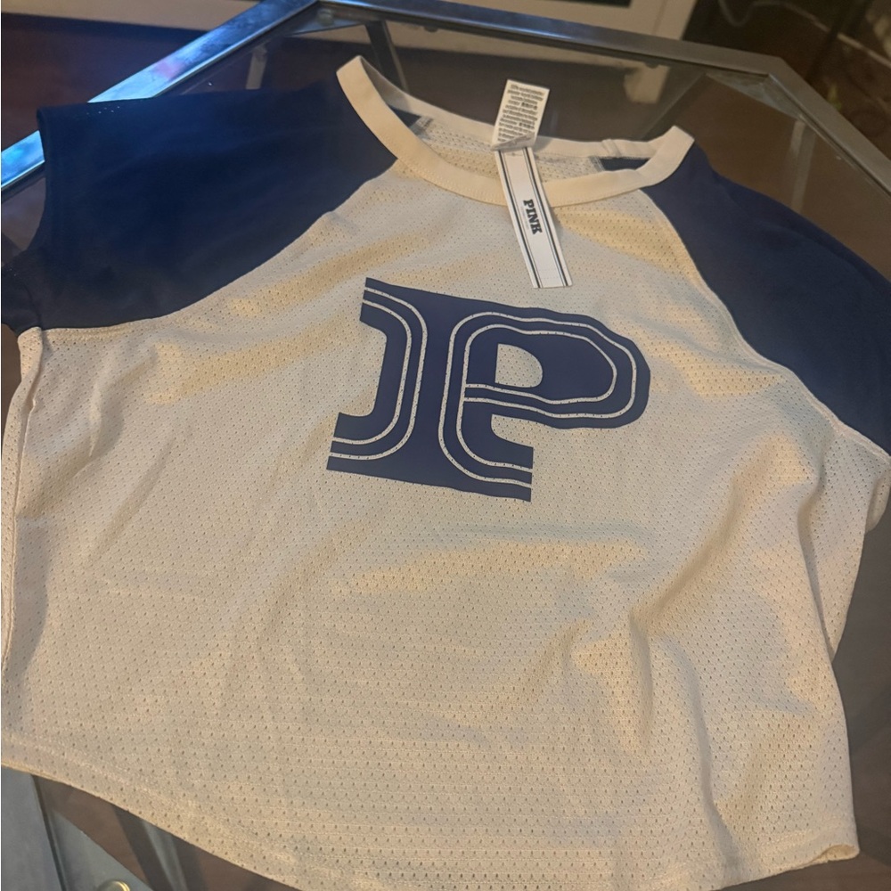Victoria's Secret Navy and Cream Mesh Top